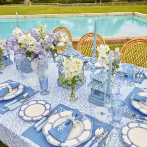 Clearance Mini Blue Rattan Pagoda Lanterns (Pair) Rattan Tableware