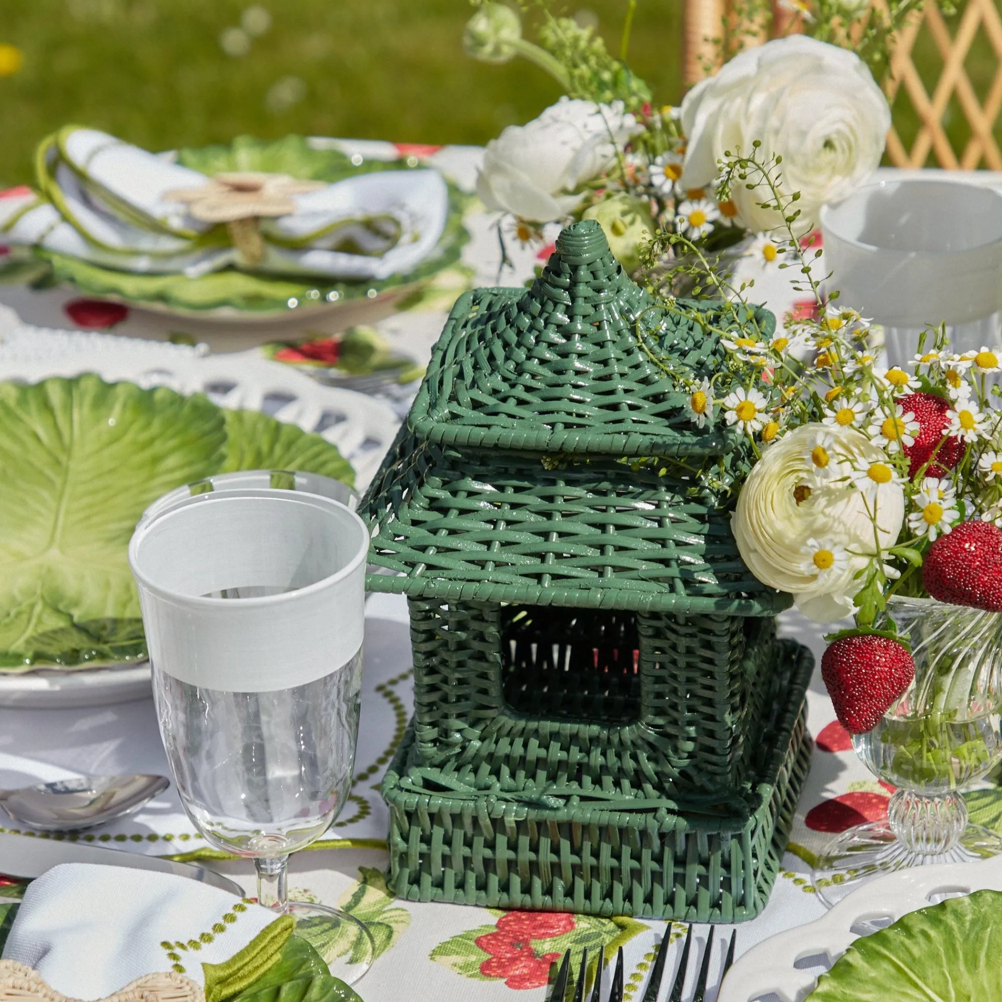 mini_green_rattan_pagoda__1.webp Flash Sale Mini Green Rattan Pagoda Lantern (Pair) Rattan Tableware