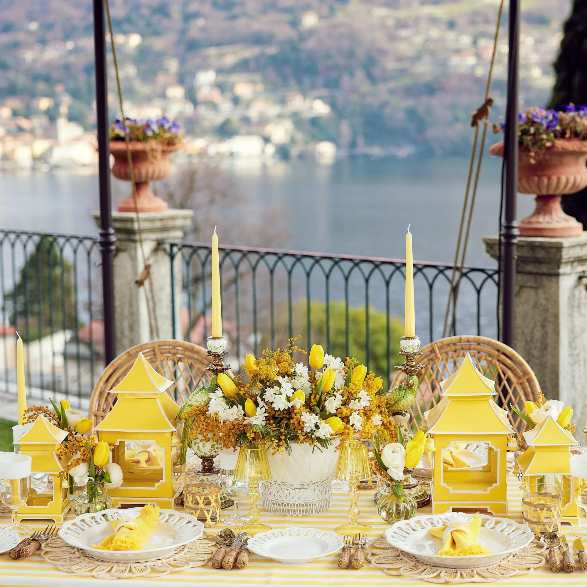 mini_yellow_pagoda_lanter_10.webp Clearance Mini Yellow Pagoda Lantern (Pair) Pagodas & Lanterns