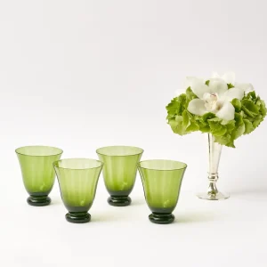 Clearance Moss Green Tulip Glasses (Set Of 4) Glasses