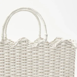 Flash Sale White Rattan Tote Bag (White Bow) Rattan Tableware