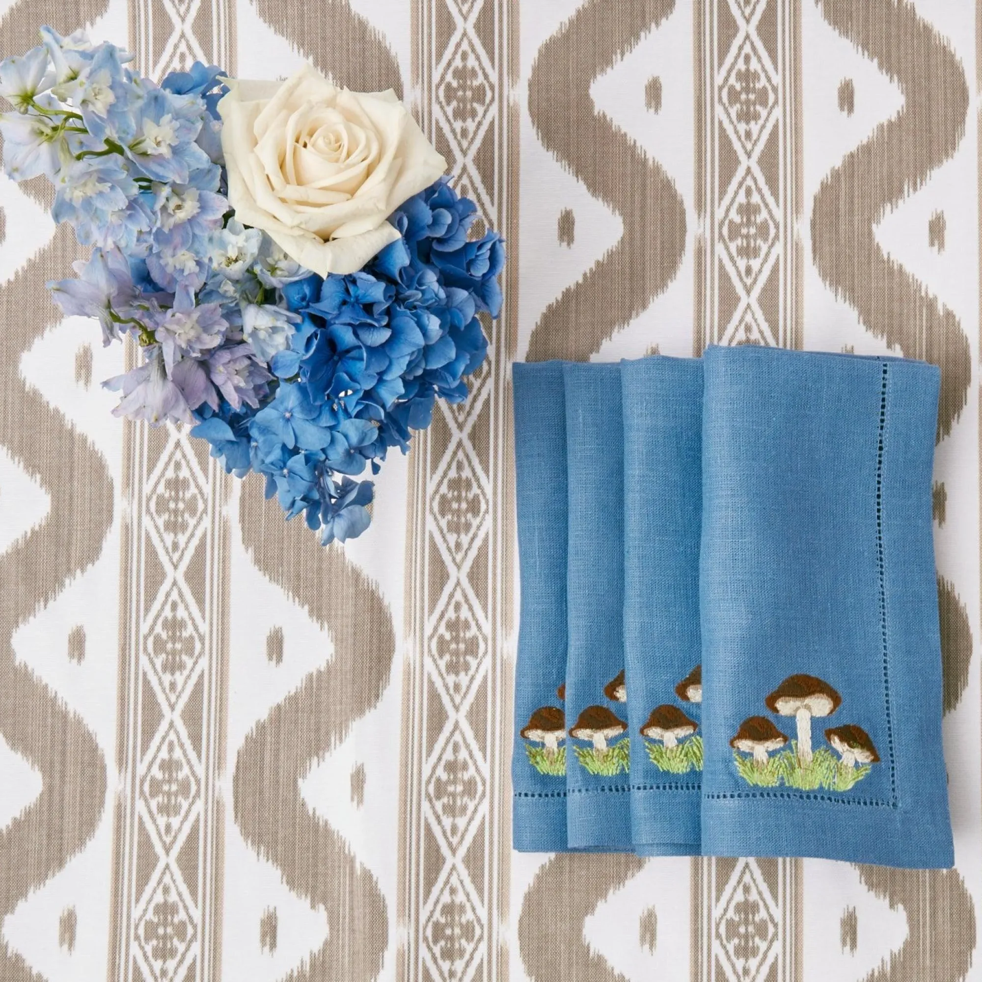 mushroom_blue_linen_napki_11.webp New Mushroom Blue Linen Napkins (Set Of 4) Napkins