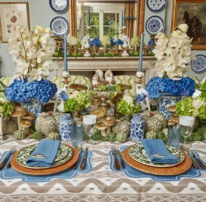 New Mushroom Blue Linen Napkins (Set Of 4) Napkins