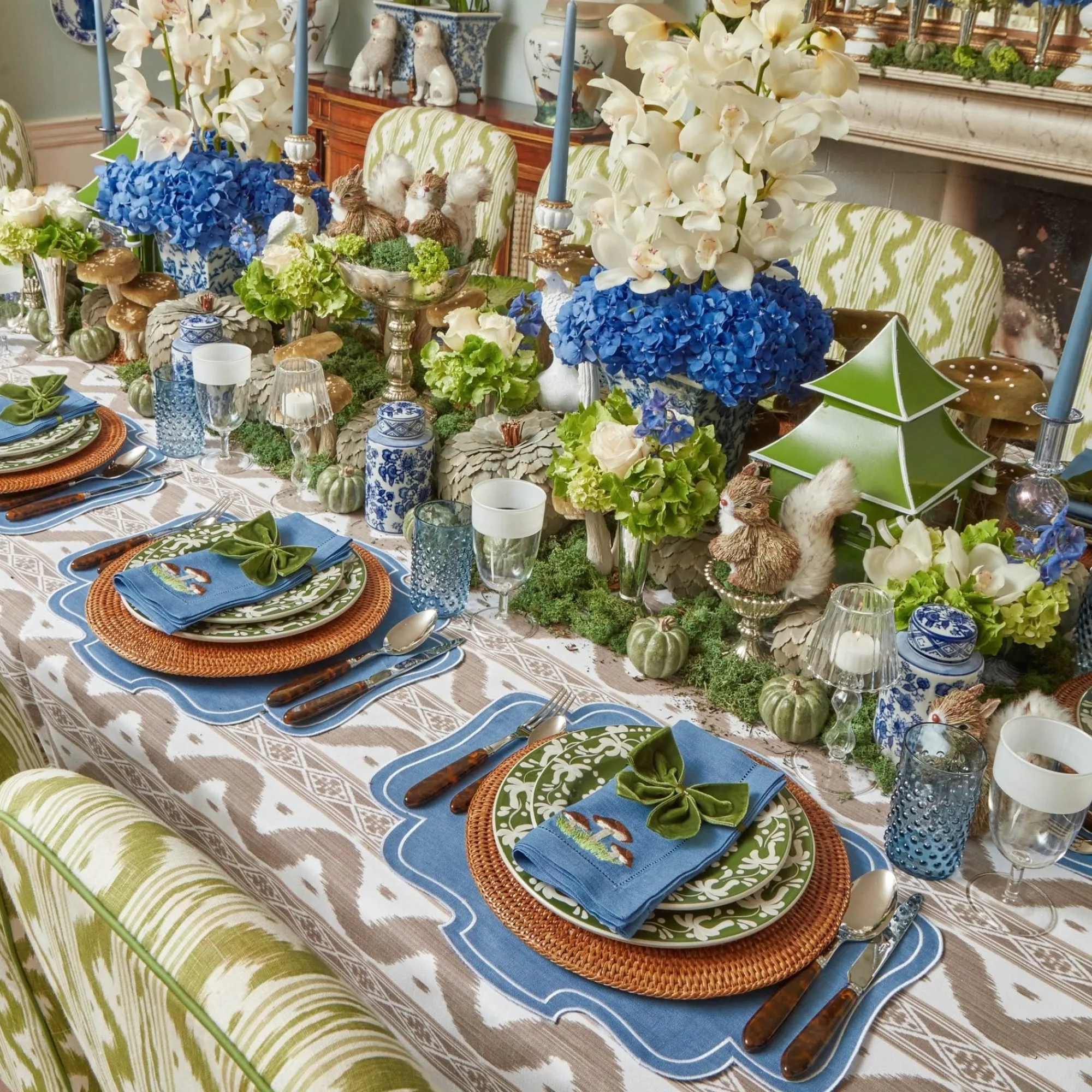 mushroom_blue_linen_napki_2.webp New Mushroom Blue Linen Napkins (Set Of 4) Napkins