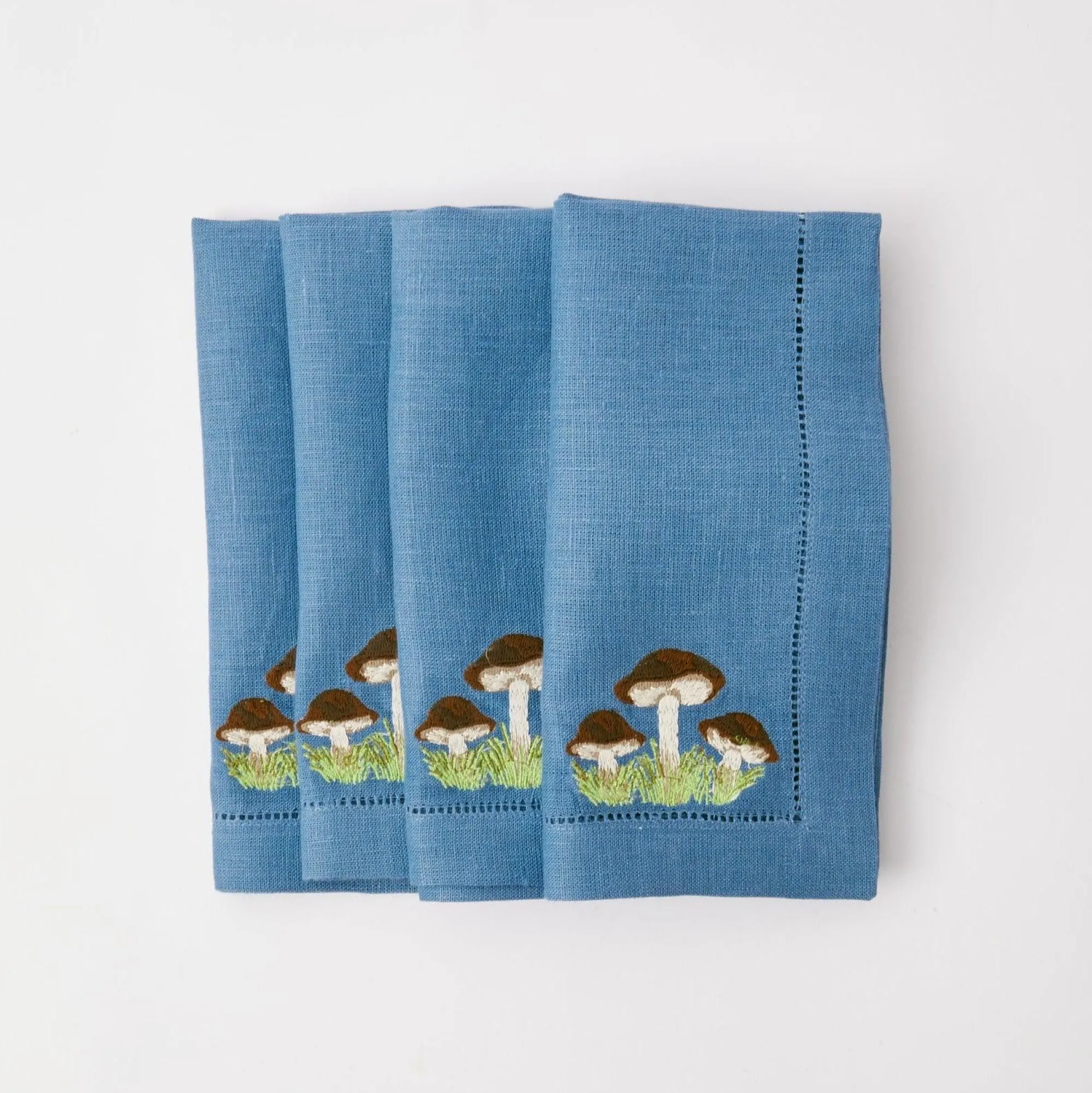 mushroom_blue_linen_napki_3.webp New Mushroom Blue Linen Napkins (Set Of 4) Napkins