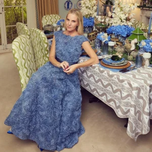 New Mushroom Blue Linen Napkins (Set Of 4) Napkins