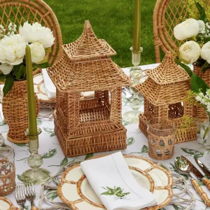 Clearance Natural Rattan Pagoda Decoration Set Rattan Tableware
