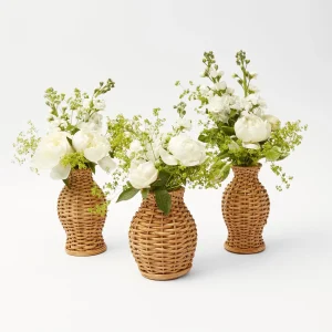Store Natural Rattan Pagoda Decoration Set Vases