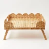 Fashion Natural Scalloped Rattan Breakfast Tray Trays & Liners