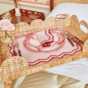 Store Natural Scalloped Rattan Breakfast Tray Rattan Tableware