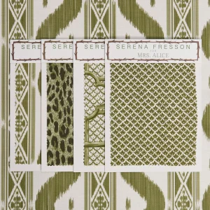New Olive Green Ikat Stripe Fabric Serena Fresson Fabrics