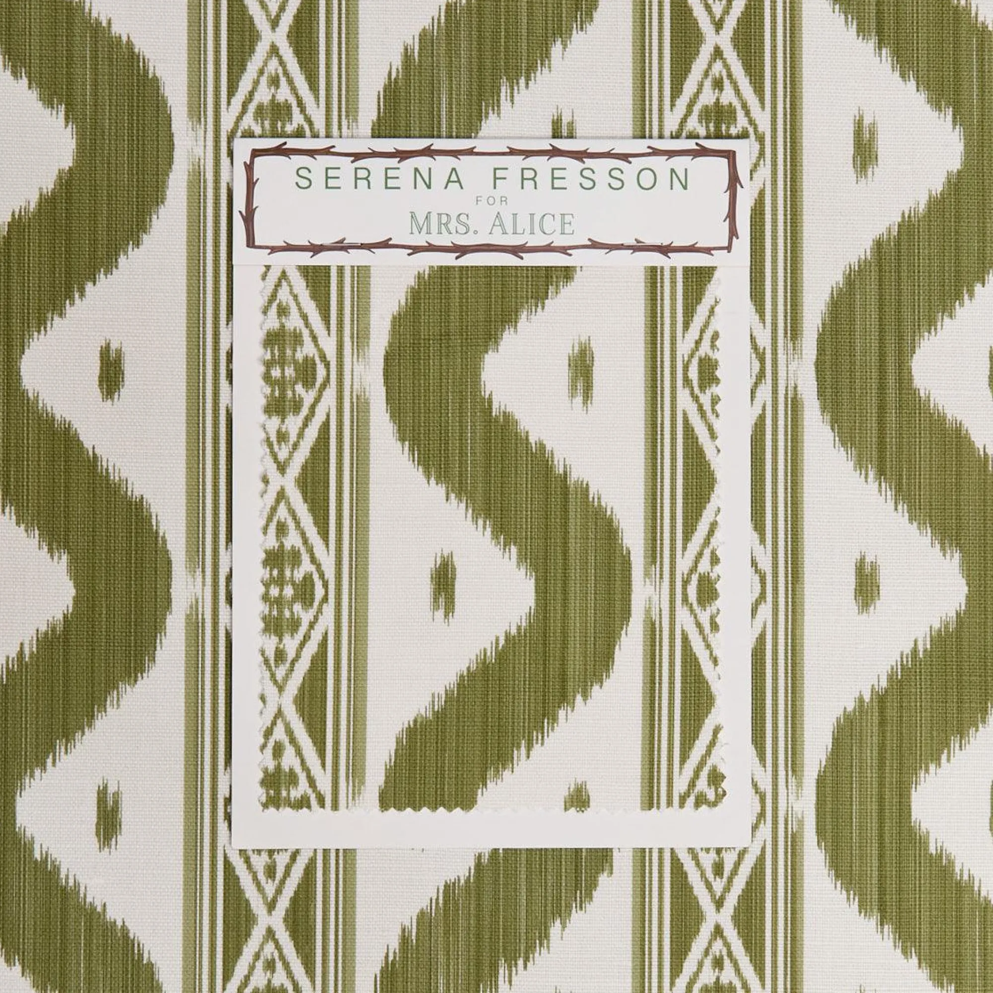 olive_green_ikat_stripe_f_7.webp New Olive Green Ikat Stripe Fabric Serena Fresson Fabrics