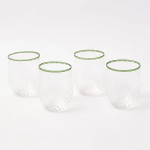 Outlet Olive Rim Swirl Glassware Set Glassware Sets
