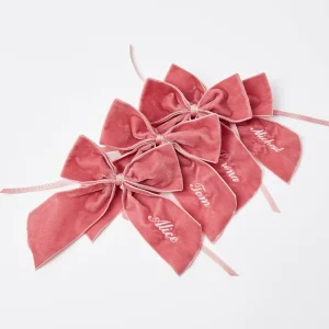 Sale Personalised Dusty Pink Napkin Bow Napkin Rings, Bows & Wreaths