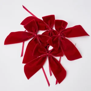 Online Personalised Red Velvet Napkin Bow Napkin Rings, Bows & Wreaths
