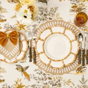 Clearance Petal Bamboo Ceramic Dinner Plate (Set Of 4) Bamboo Crockery