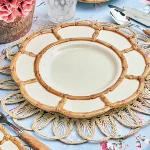 Discount Petal Bamboo Ceramic Dinner & Starter Plates (Set Of 8) Crockery Sets