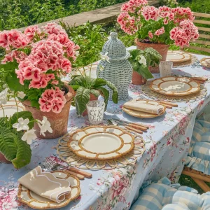 Clearance Petal Bamboo Ceramic Dinner Plate (Set Of 4) Bamboo Crockery