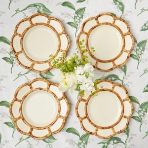 Discount Petal Bamboo Ceramic Dinner & Starter Plates (Set Of 8) Crockery Sets