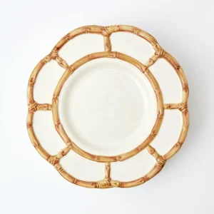 Clearance Petal Bamboo Ceramic Dinner Plate (Set Of 4) Bamboo Crockery