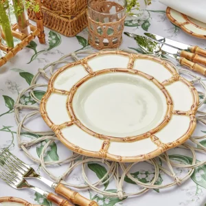 Discount Petal Bamboo Ceramic Dinner & Starter Plates (Set Of 8) Crockery Sets