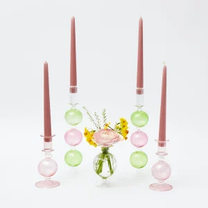 Shop Pink & Green Camille Candle Set (Pink Candles) Candle Holders