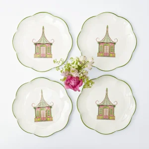 Cheap Pink & Green Pagoda Dinner Plate (Set Of 4) Dinner Plates
