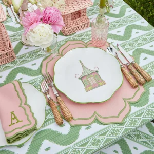 Best Sale Pink & Green Pagoda Dinner & Starter Plates (Set Of 8) Starter Plates