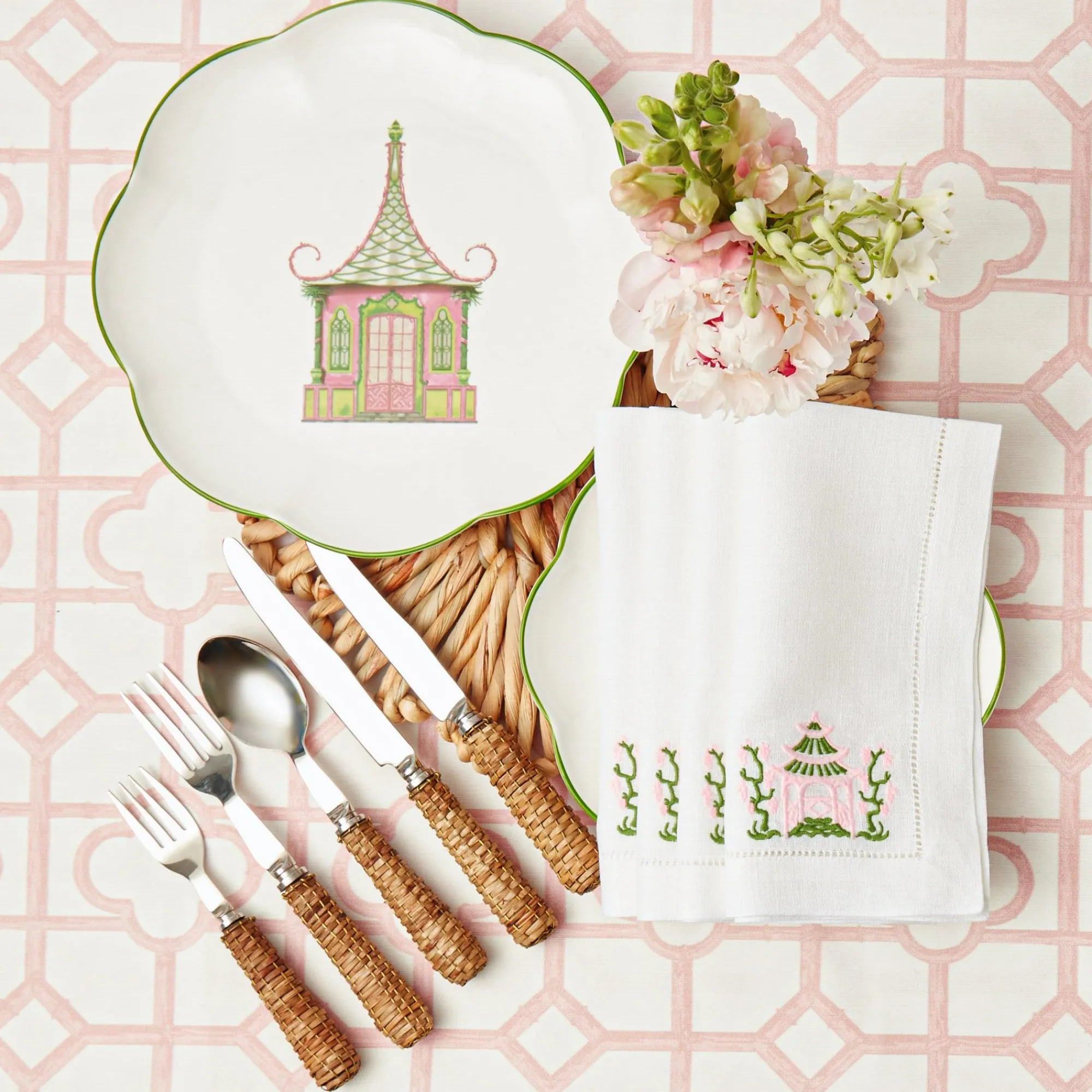 pink__green_pagoda_napkin_10.webp New Pink & Green Pagoda Napkins (Set Of 4) Napkins