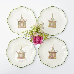 Shop Pink & Green Pagoda Starter Plate (Set Of 4) Crockery Sets