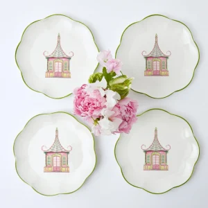 Shop Pink & Green Pagoda Starter Plate (Set Of 4) Crockery Sets
