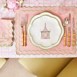 Shop Pink & Green Pagoda Starter Plate (Set Of 4) Crockery Sets