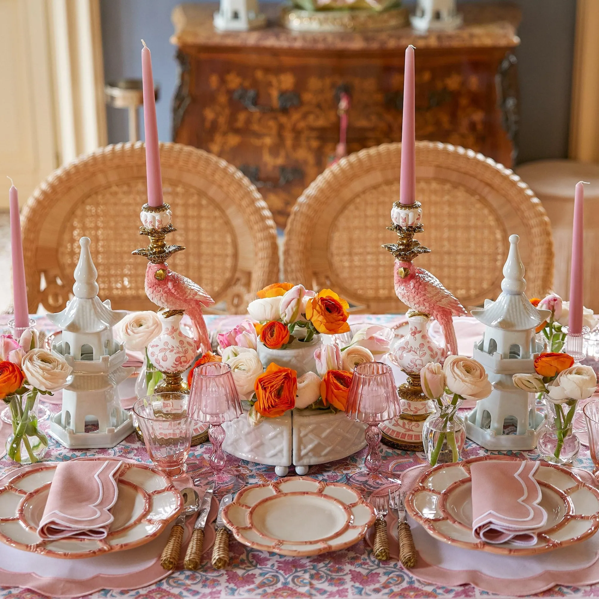 pink_applique_placemats___1.webp Store Pink Applique Placemats & Napkins (Set Of 4) Table Linen Sets