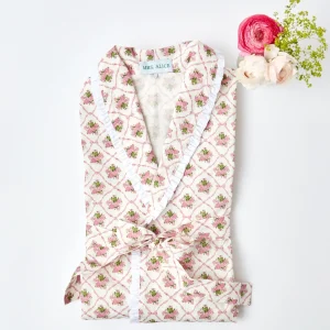 New Pink Bouquet Dressing Gown Women Alice Nightdresses