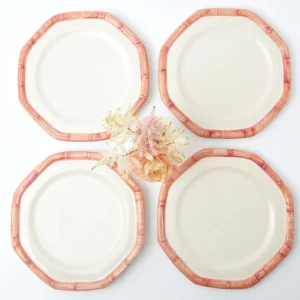 Best Sale Pink Geometric Bamboo Dinner Plate (Set Of 4) Dinner Plates