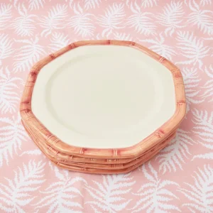 Clearance Pink Geometric Bamboo Dinner Plate (Set Of 4) Bamboo Crockery