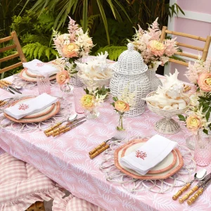 Clearance Pink Geometric Bamboo Dinner Plate (Set Of 4) Bamboo Crockery