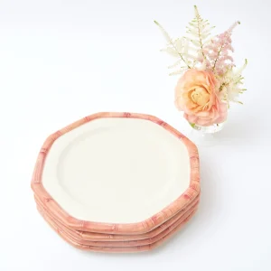 New Pink Geometric Bamboo Dinner Plate (Set Of 4) Crockery Sets