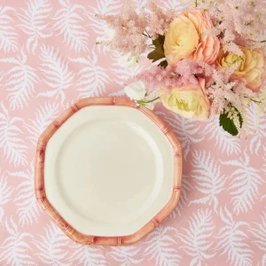 Clearance Pink Geometric Bamboo Dinner Plate (Set Of 4) Bamboo Crockery