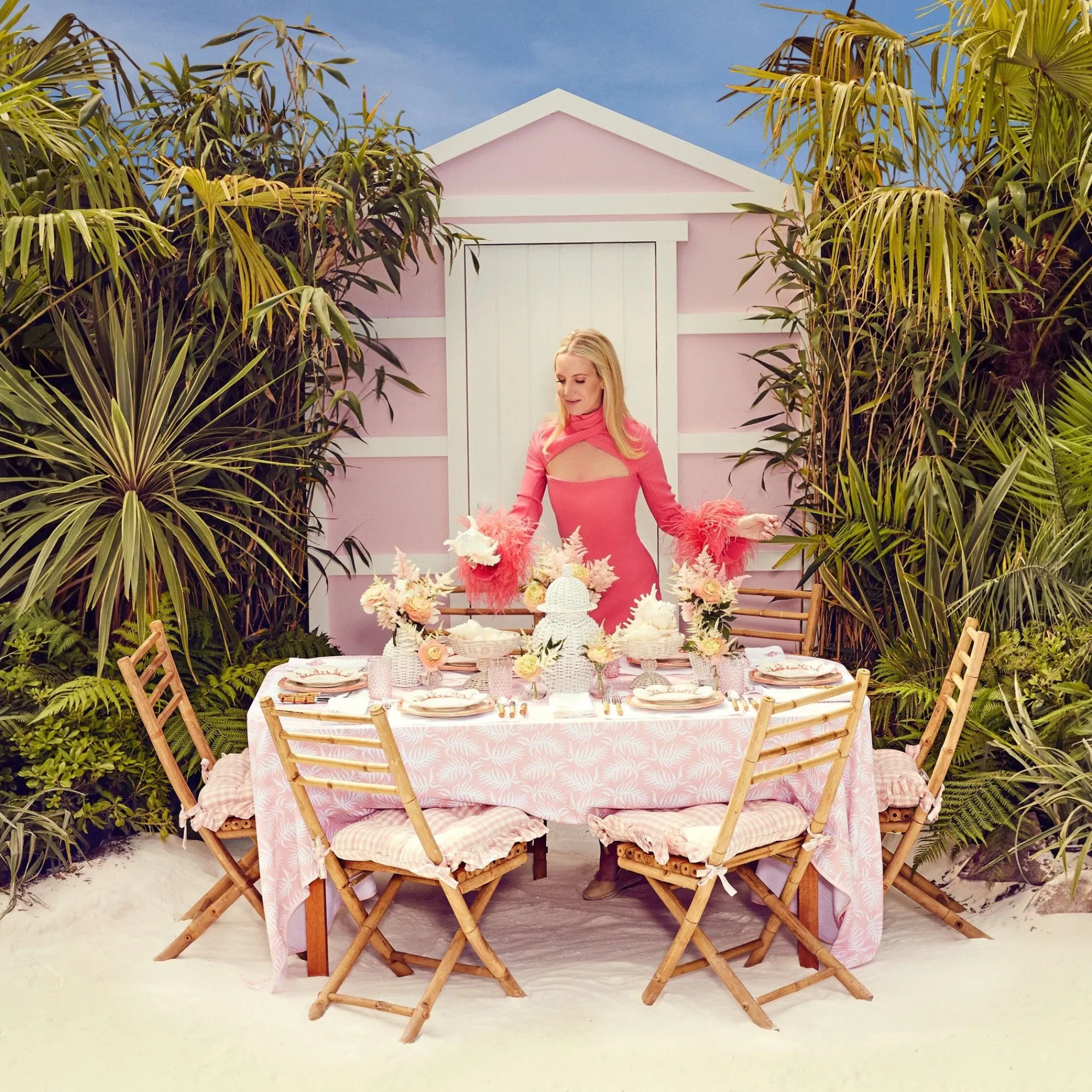 pink_geometric_bamboo_din_4-1.webp New Pink Geometric Bamboo Dinner Plate (Set Of 4) Crockery Sets