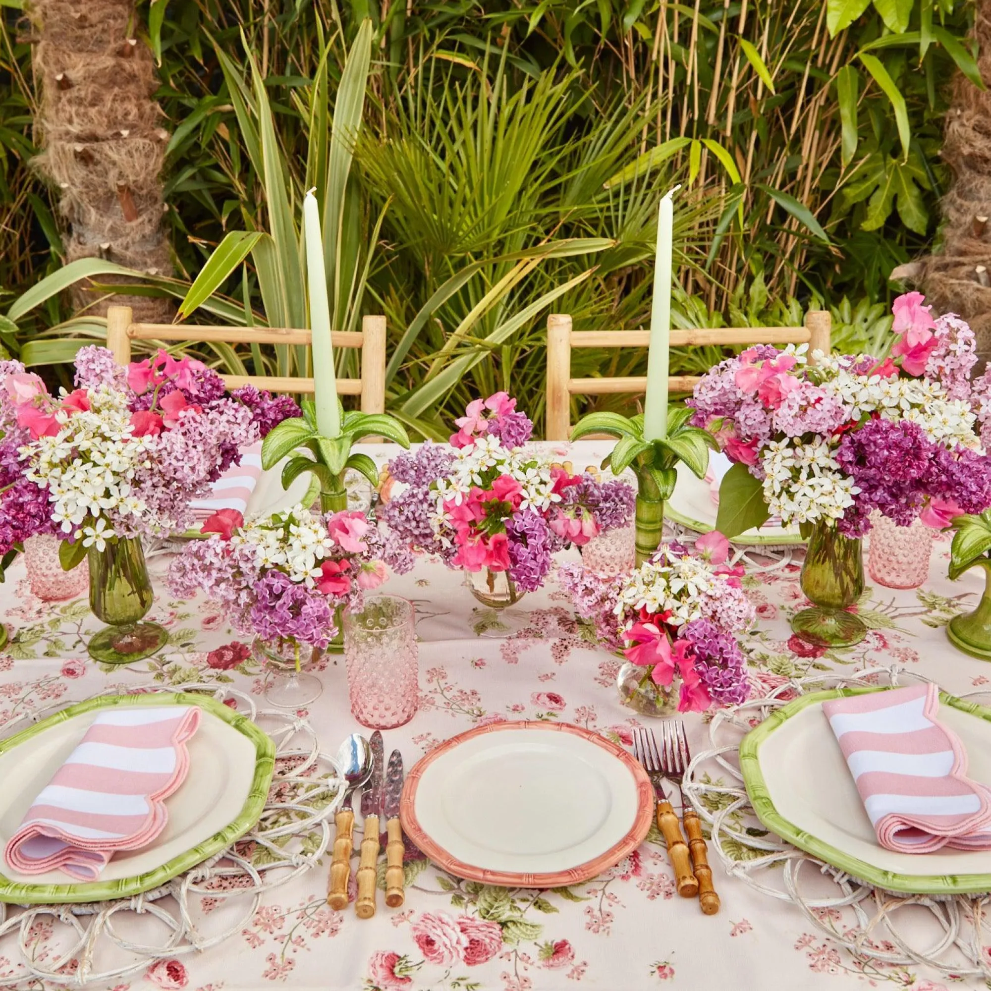 pink_geometric_bamboo_sta_4-1.webp Outlet Pink Geometric Bamboo Starter Plate (Set Of 4) Bamboo Crockery