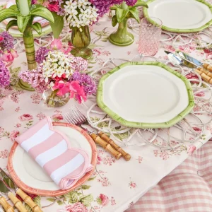 Outlet Pink Geometric Bamboo Starter Plate (Set Of 4) Bamboo Crockery