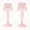Cheap Pink Glass Lantern Tea Light Holder (Pair) - 24Cm Pagodas & Lanterns