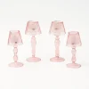 Cheap Pink Glass Lantern Tea Light Holder Set Candle Holders