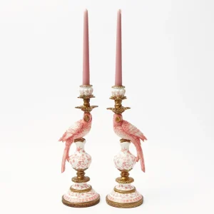Discount Pink Parrot Candle Holder (Pair) Candle Holders