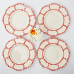 Best Pink Petal Bamboo Dinner Plates (Set Of 4) Crockery Sets