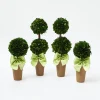 Fashion Potted Boxwood With Green Bow Decoration Set Decoration Sets