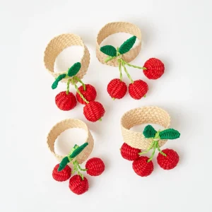 Shop Raffia Cherry Napkin Holders (Set Of 4) Napkin Rings, Bows & Wreaths
