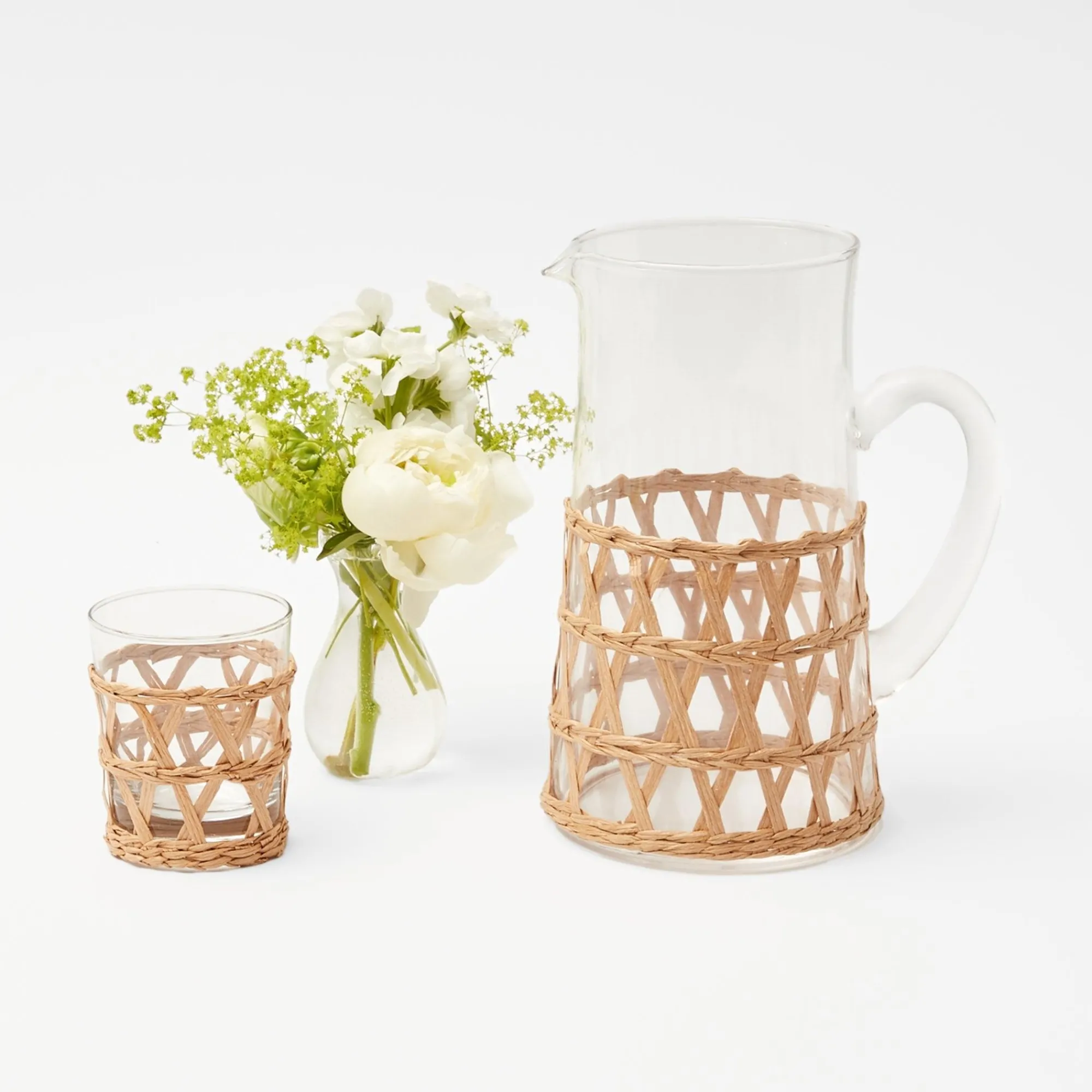 raffia_water_glasses__jug_5.webp Outlet Raffia Water Glasses & Jug Set Glassware Sets