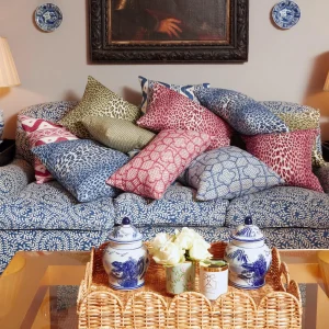 Sale Raspberry Pink Bamboo Trellis Fabric Serena Fresson Fabrics